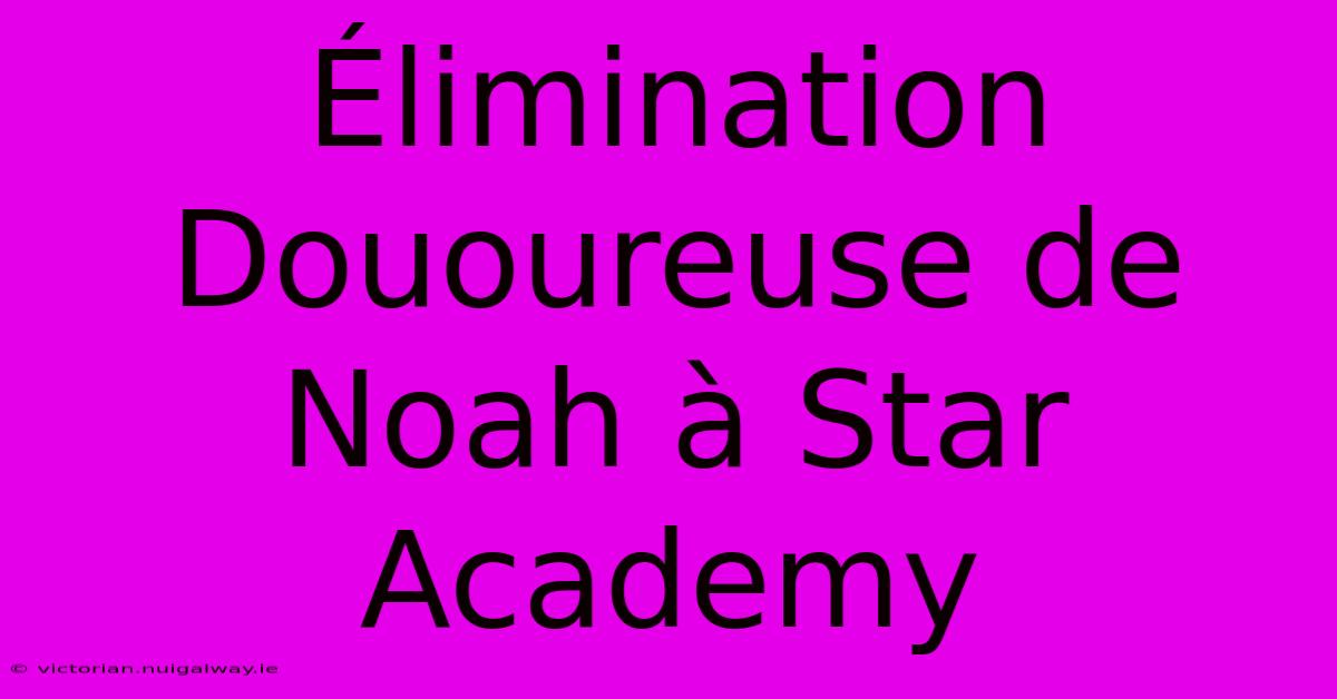 Élimination Dououreuse De Noah À Star Academy