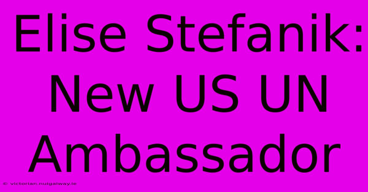 Elise Stefanik: New US UN Ambassador