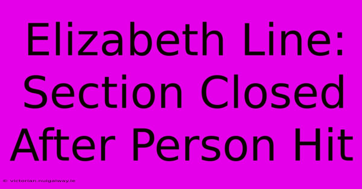 Elizabeth Line: Section Closed After Person Hit 