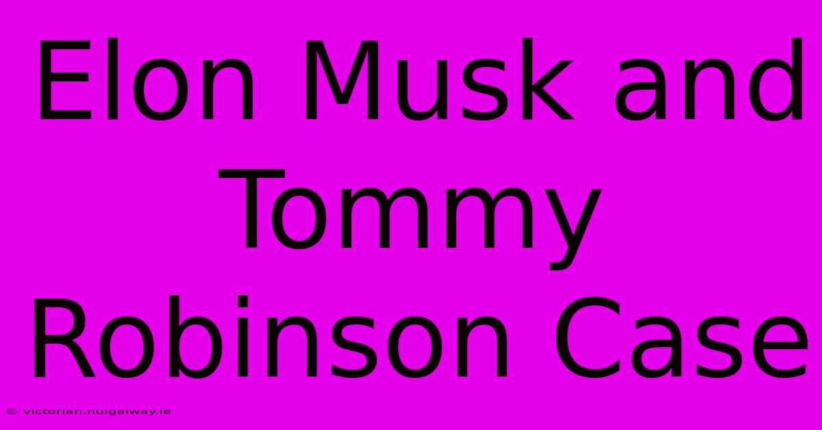 Elon Musk And Tommy Robinson Case