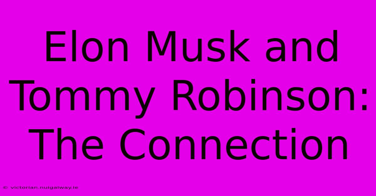 Elon Musk And Tommy Robinson: The Connection