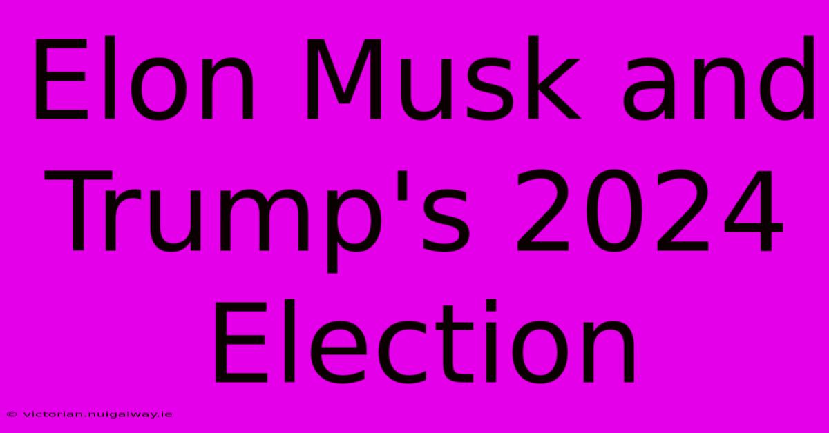 Elon Musk And Trump's 2024 Election