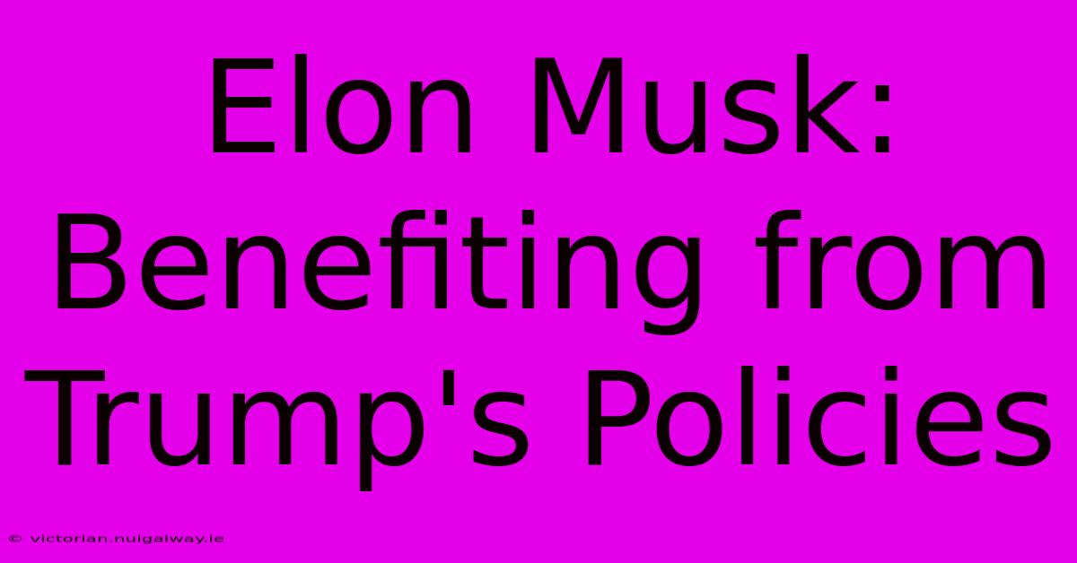 Elon Musk: Benefiting From Trump's Policies