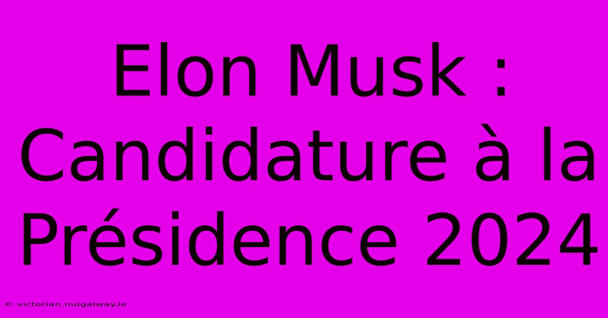 Elon Musk : Candidature À La Présidence 2024