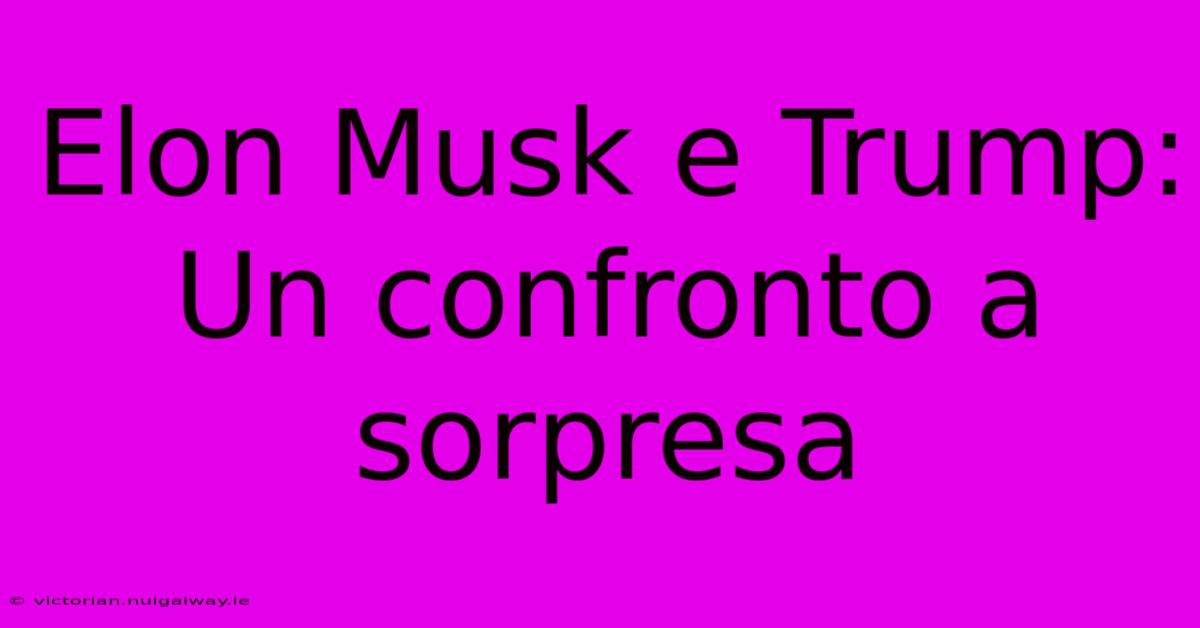 Elon Musk E Trump: Un Confronto A Sorpresa