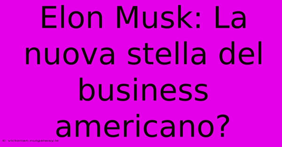 Elon Musk: La Nuova Stella Del Business Americano?