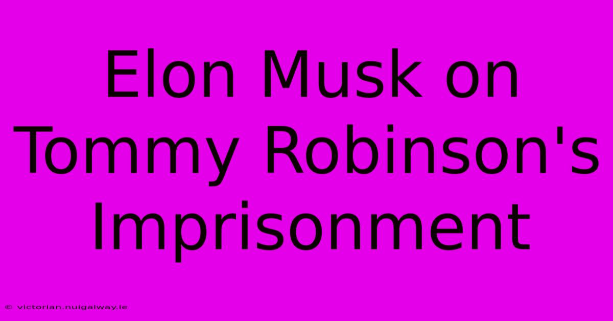 Elon Musk On Tommy Robinson's Imprisonment