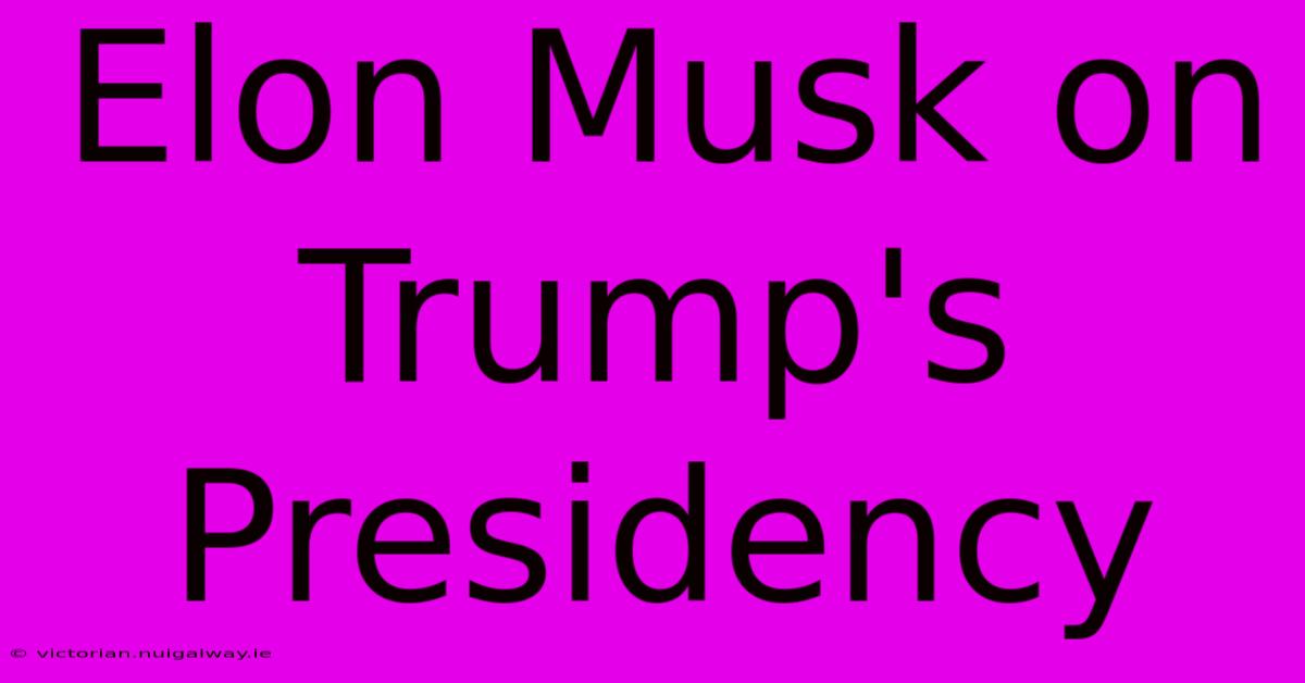 Elon Musk On Trump's Presidency