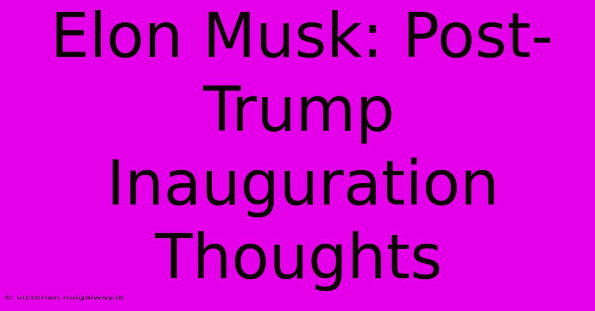 Elon Musk: Post-Trump Inauguration Thoughts