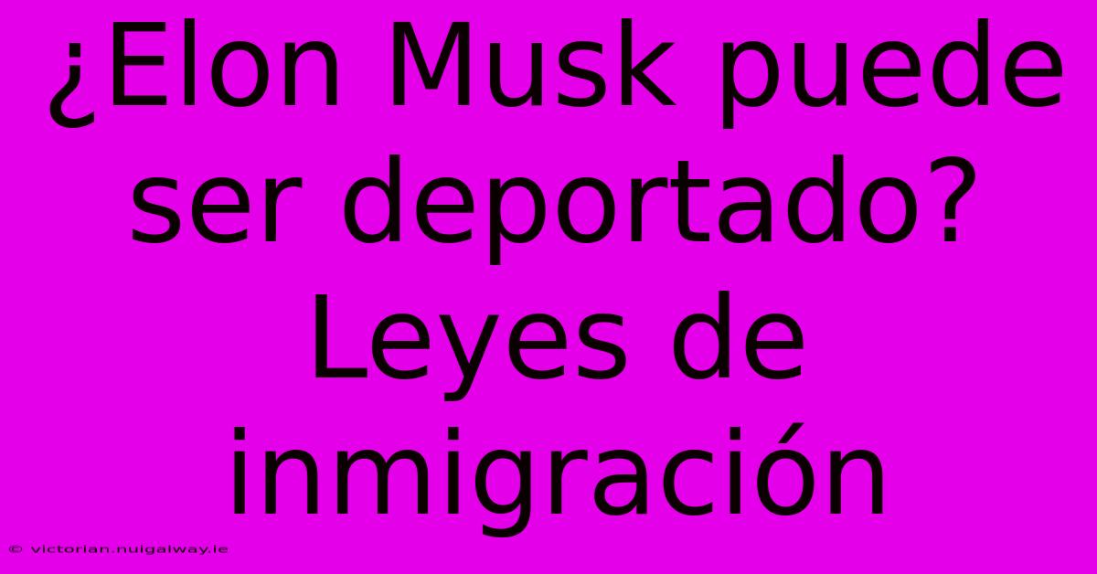 ¿Elon Musk Puede Ser Deportado? Leyes De Inmigración