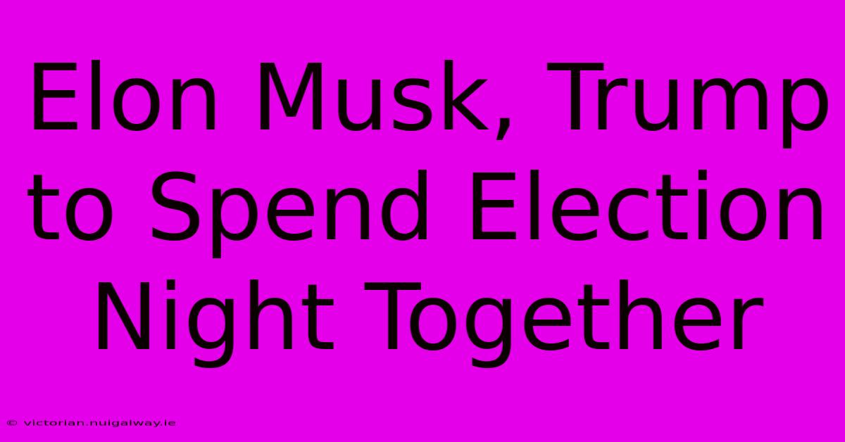 Elon Musk, Trump To Spend Election Night Together