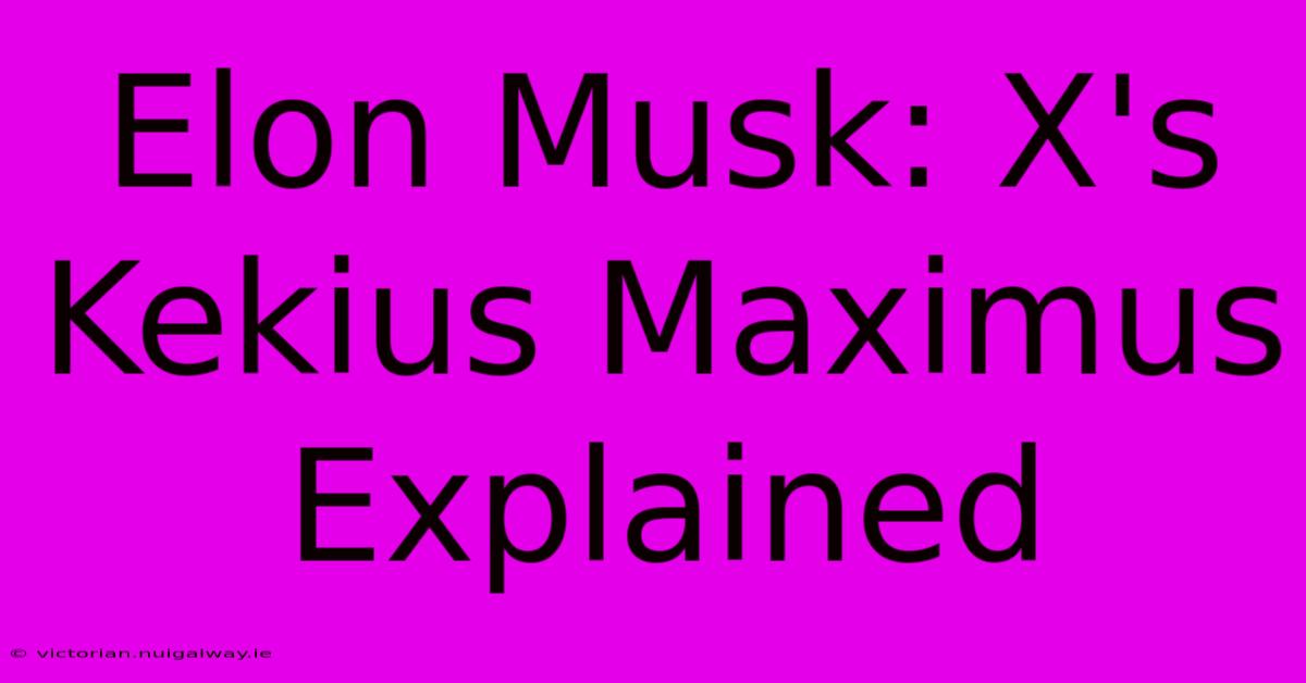 Elon Musk: X's Kekius Maximus Explained