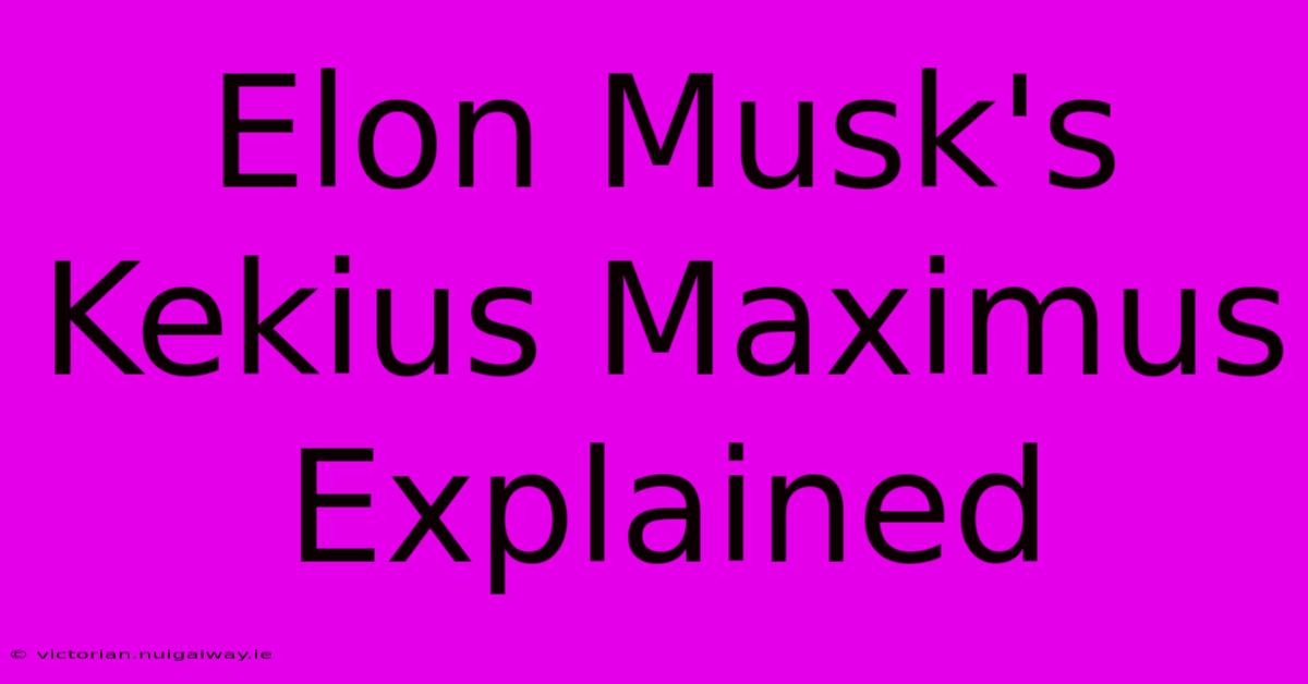 Elon Musk's Kekius Maximus Explained