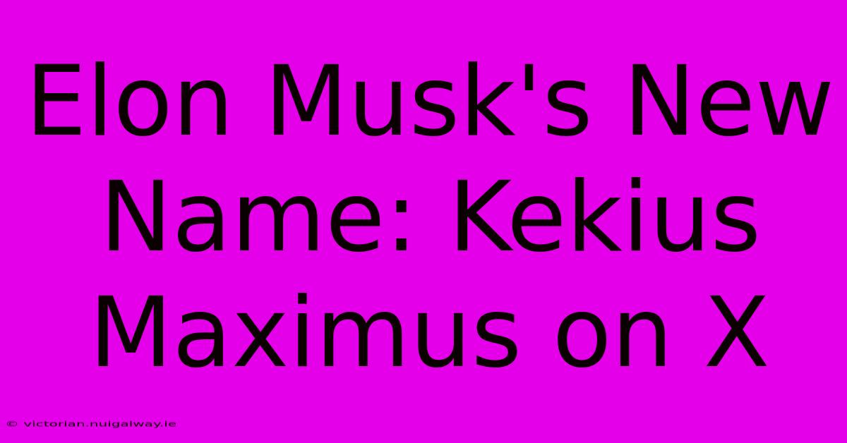 Elon Musk's New Name: Kekius Maximus On X