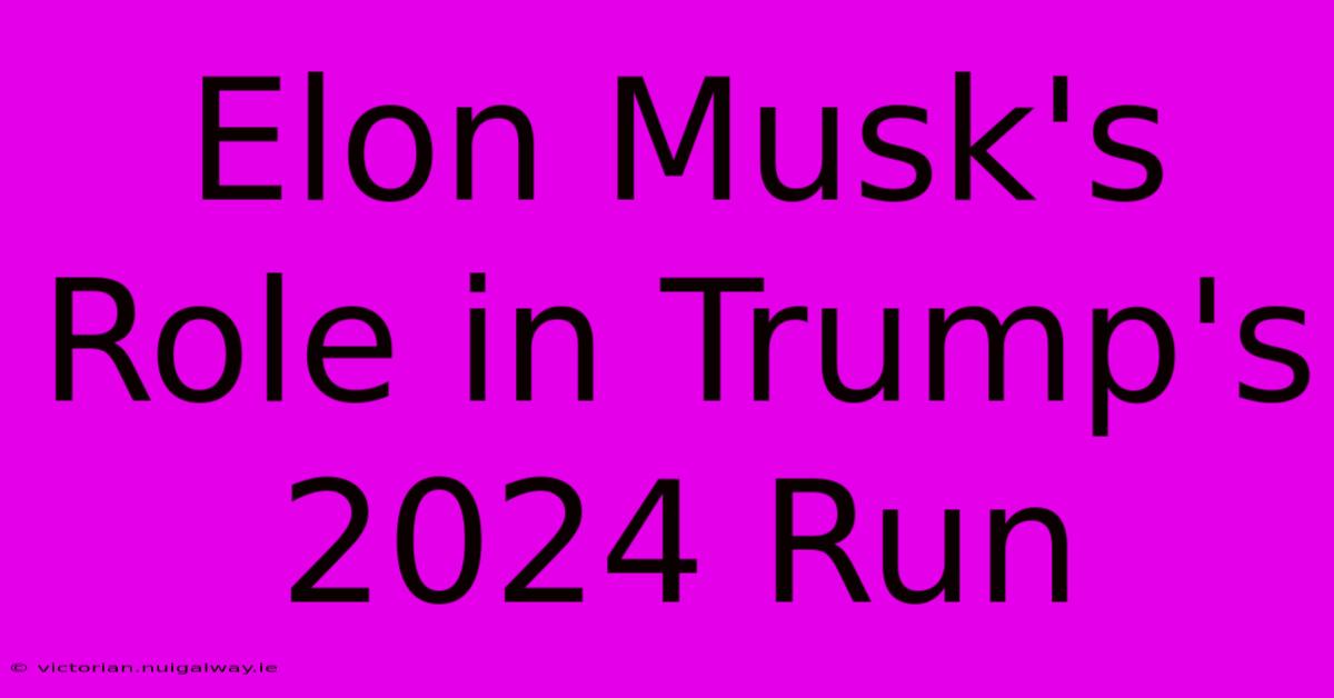 Elon Musk's Role In Trump's 2024 Run 