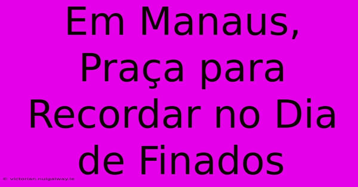 Em Manaus, Praça Para Recordar No Dia De Finados