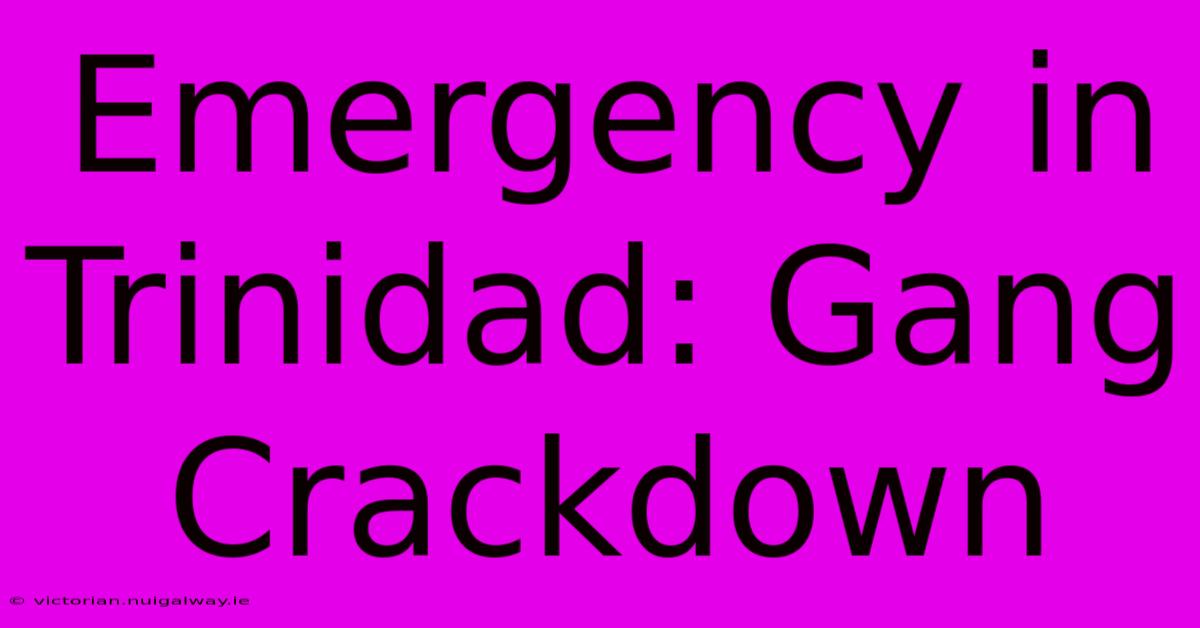 Emergency In Trinidad: Gang Crackdown