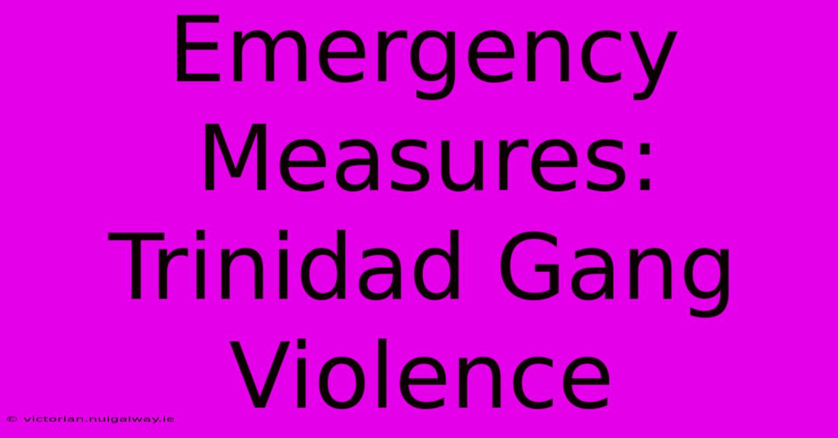 Emergency Measures: Trinidad Gang Violence