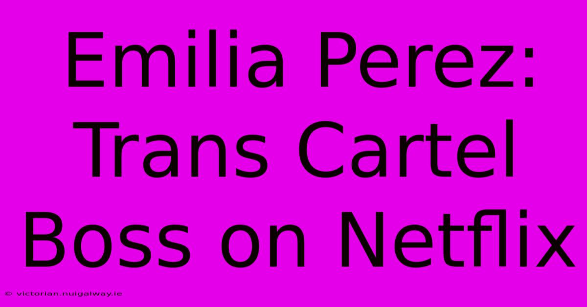 Emilia Perez: Trans Cartel Boss On Netflix