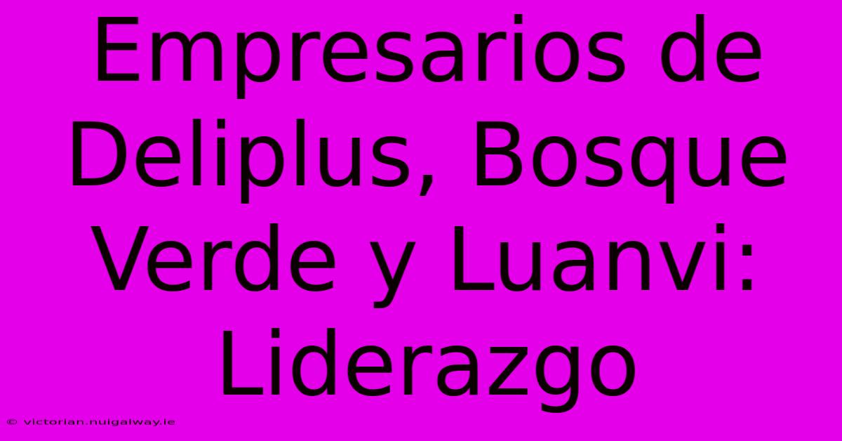 Empresarios De Deliplus, Bosque Verde Y Luanvi: Liderazgo