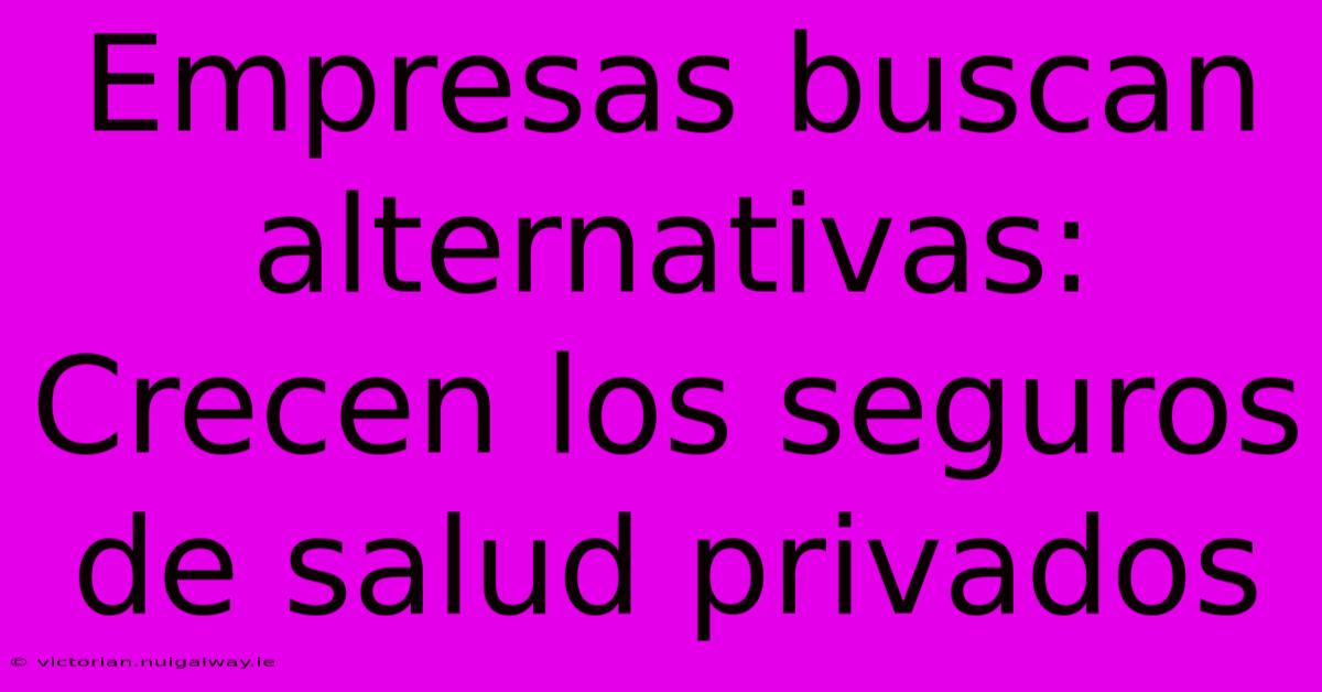 Empresas Buscan Alternativas: Crecen Los Seguros De Salud Privados