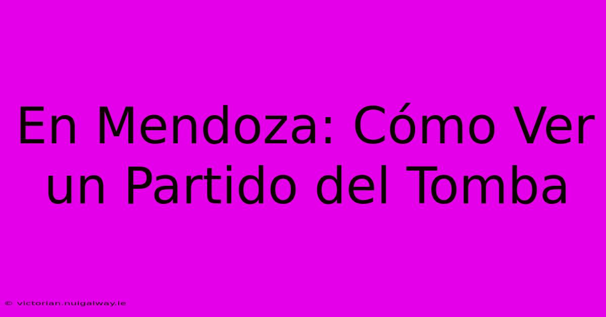 En Mendoza: Cómo Ver Un Partido Del Tomba