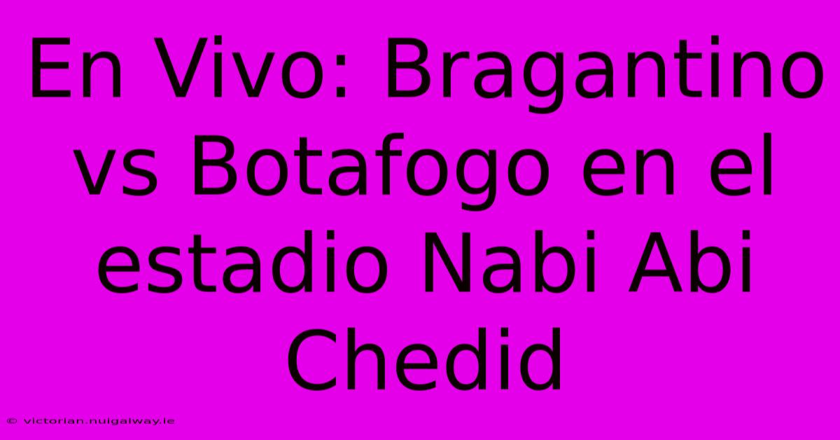 En Vivo: Bragantino Vs Botafogo En El Estadio Nabi Abi Chedid