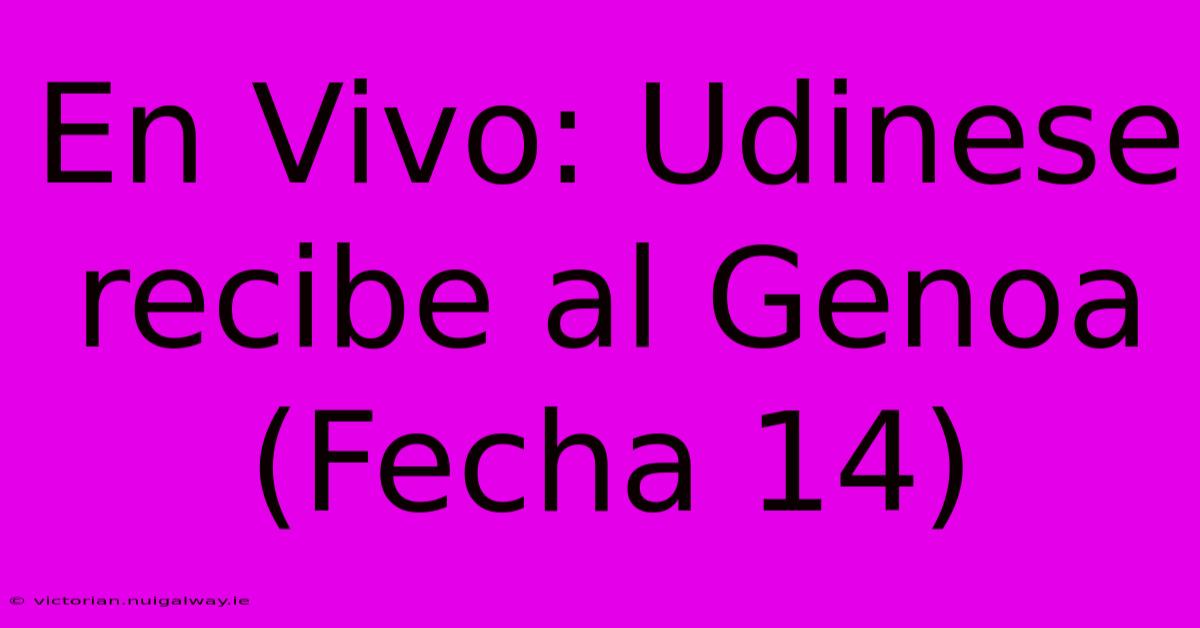 En Vivo: Udinese Recibe Al Genoa (Fecha 14)