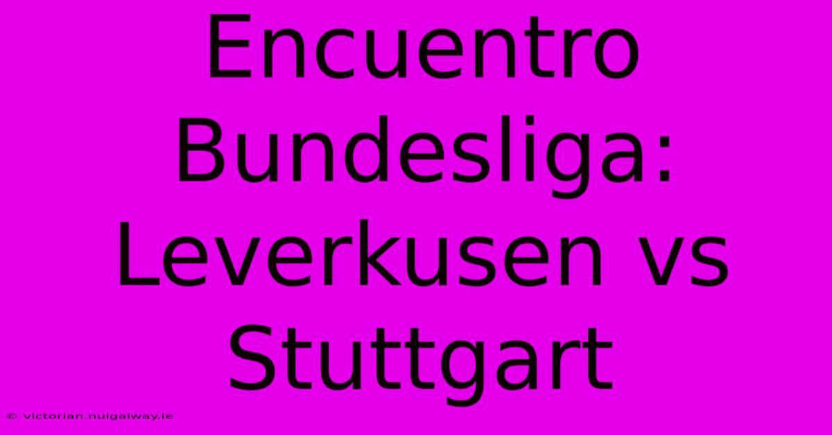 Encuentro Bundesliga: Leverkusen Vs Stuttgart