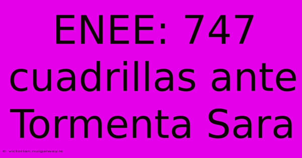 ENEE: 747 Cuadrillas Ante Tormenta Sara