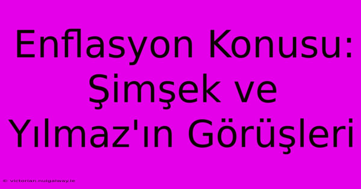 Enflasyon Konusu: Şimşek Ve Yılmaz'ın Görüşleri 