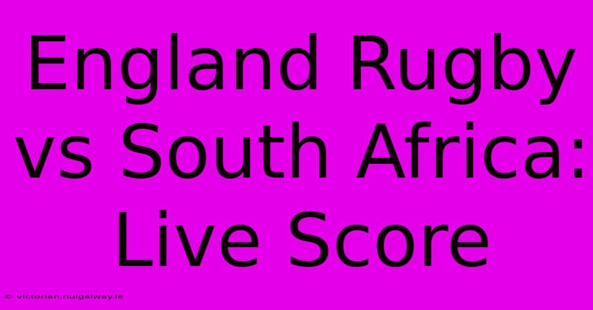 England Rugby Vs South Africa: Live Score