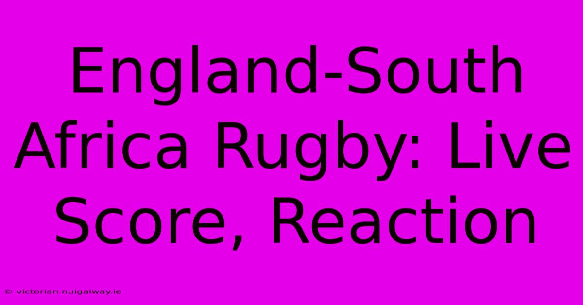 England-South Africa Rugby: Live Score, Reaction