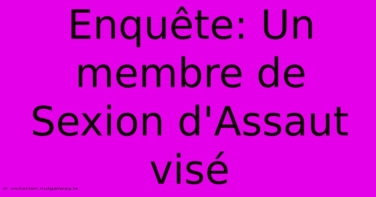 Enquête: Un Membre De Sexion D'Assaut Visé