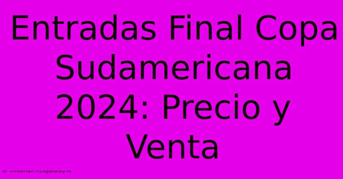 Entradas Final Copa Sudamericana 2024: Precio Y Venta 