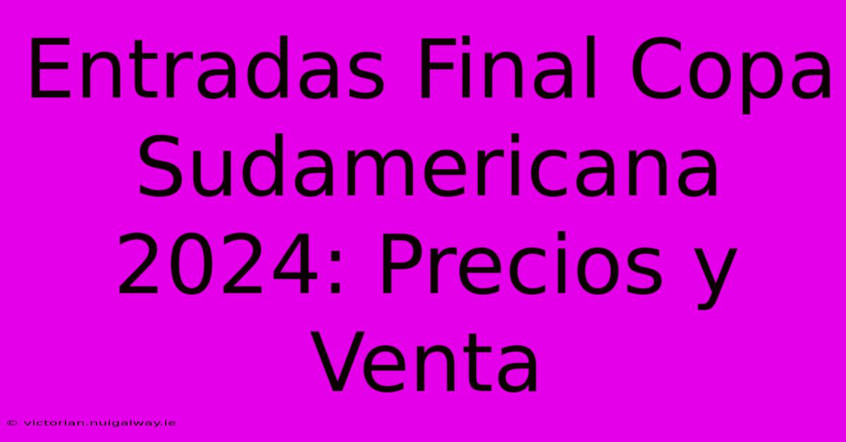 Entradas Final Copa Sudamericana 2024: Precios Y Venta