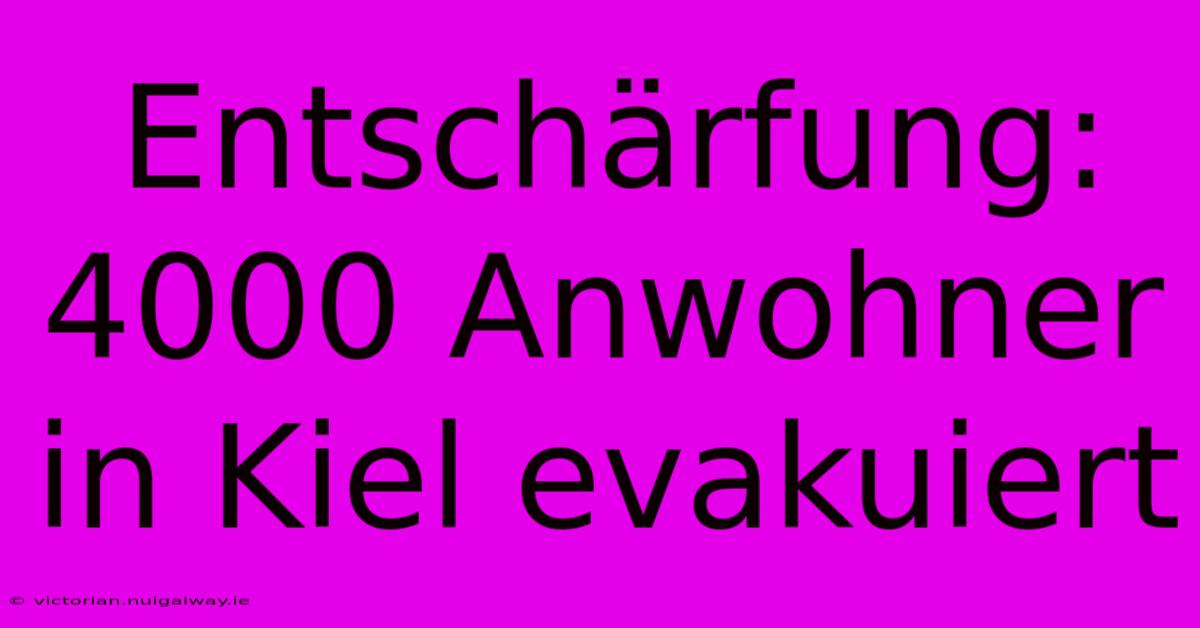 Entschärfung: 4000 Anwohner In Kiel Evakuiert