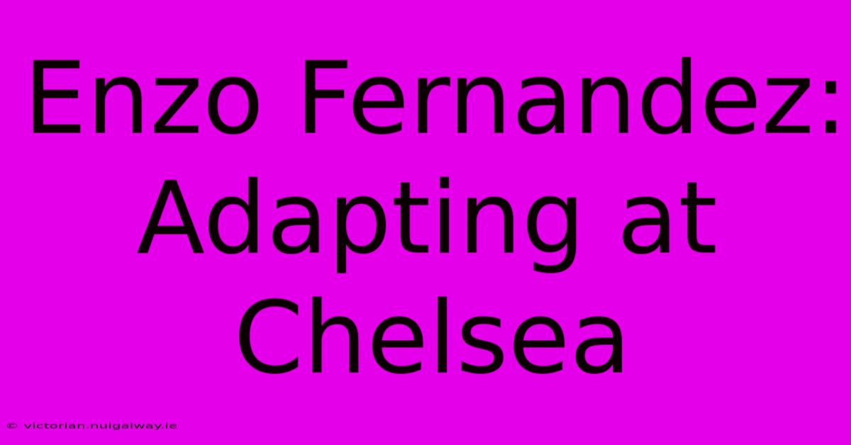 Enzo Fernandez: Adapting At Chelsea