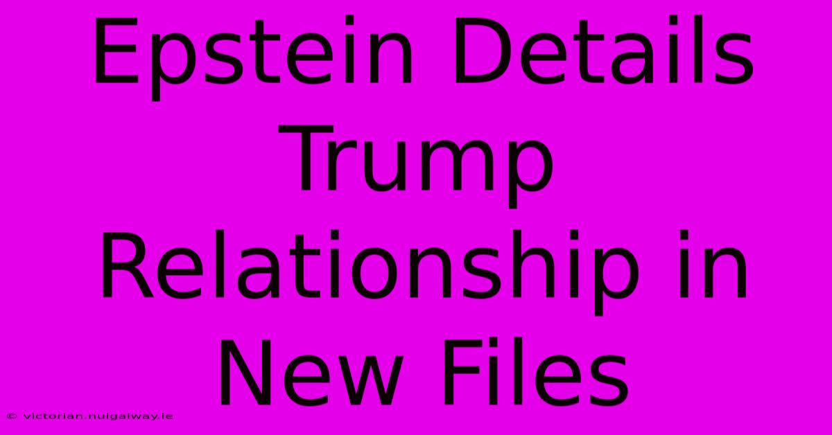 Epstein Details Trump Relationship In New Files 