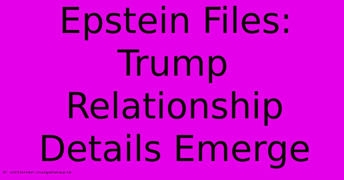 Epstein Files: Trump Relationship Details Emerge 