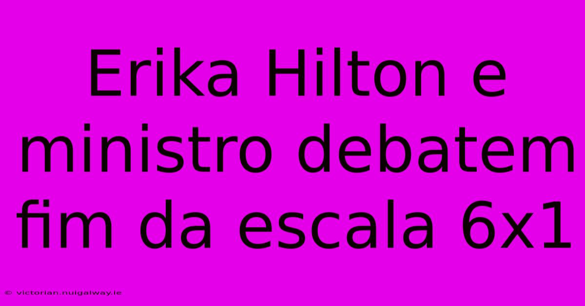 Erika Hilton E Ministro Debatem Fim Da Escala 6x1