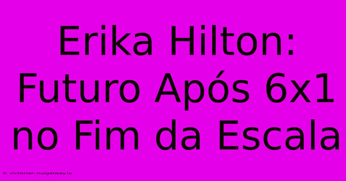 Erika Hilton: Futuro Após 6x1 No Fim Da Escala