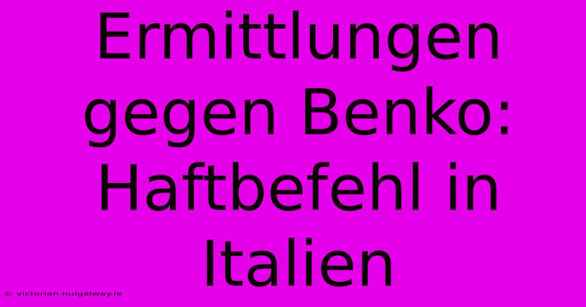 Ermittlungen Gegen Benko: Haftbefehl In Italien