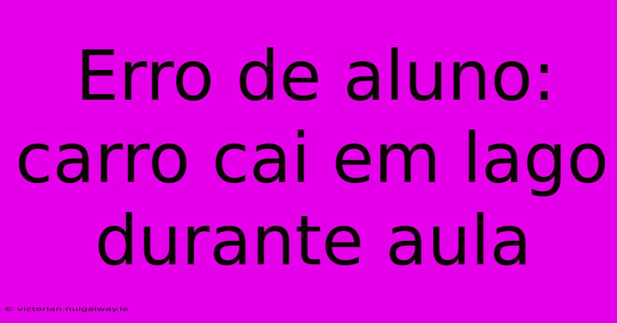 Erro De Aluno: Carro Cai Em Lago Durante Aula