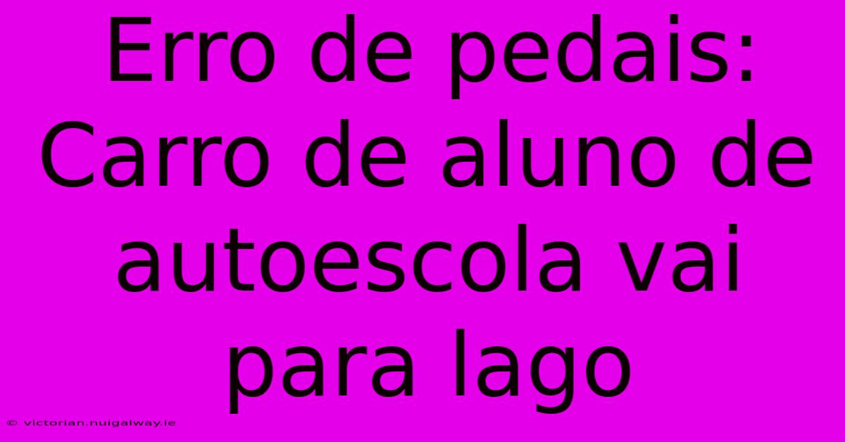 Erro De Pedais: Carro De Aluno De Autoescola Vai Para Lago