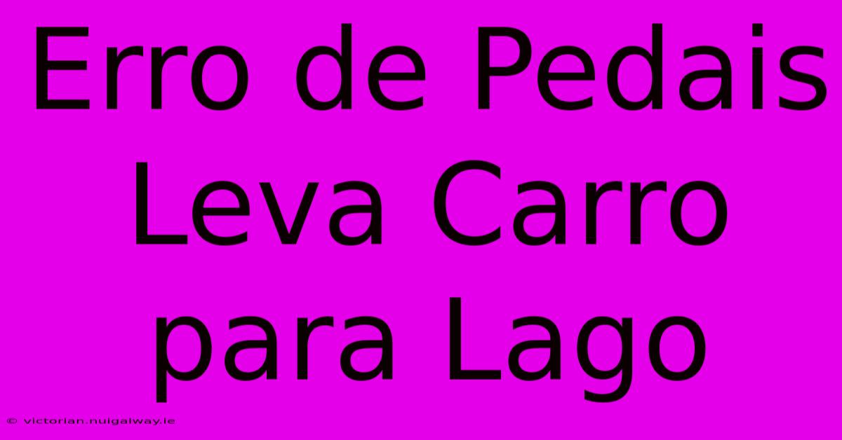 Erro De Pedais Leva Carro Para Lago