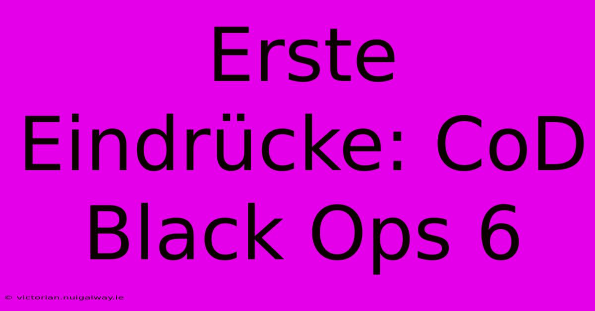 Erste Eindrücke: CoD Black Ops 6