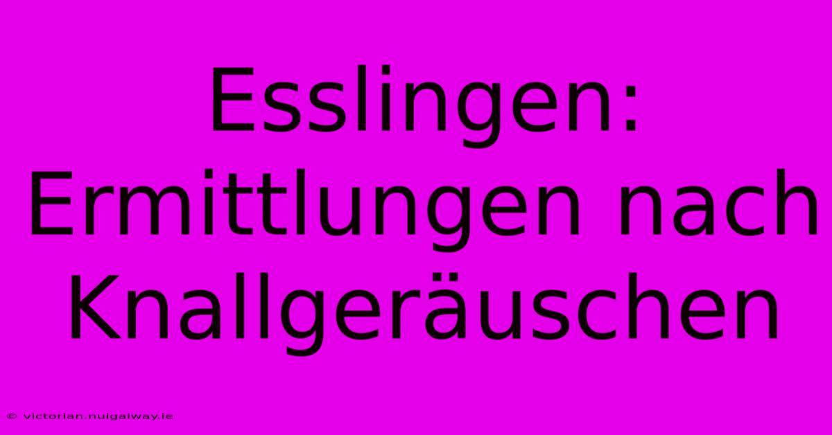 Esslingen: Ermittlungen Nach Knallgeräuschen