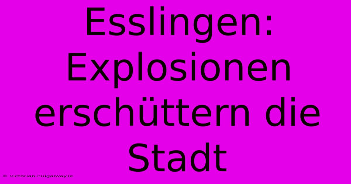 Esslingen: Explosionen Erschüttern Die Stadt