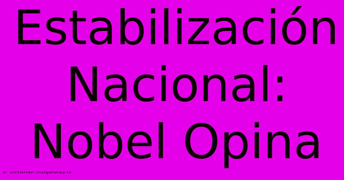 Estabilización Nacional: Nobel Opina